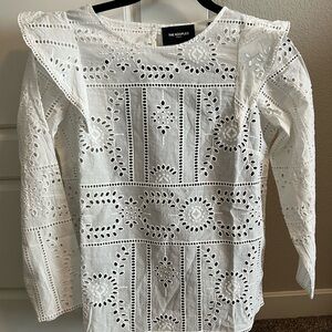 The Kooples White Lace Blouse and Black Dress pants